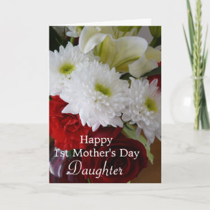 Tarjeta Feliz Día de la Primera Madre, hija/Bonito floral