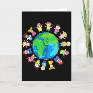 Tarjeta Feliz día de la Tierra niños de todo el mundo _1
