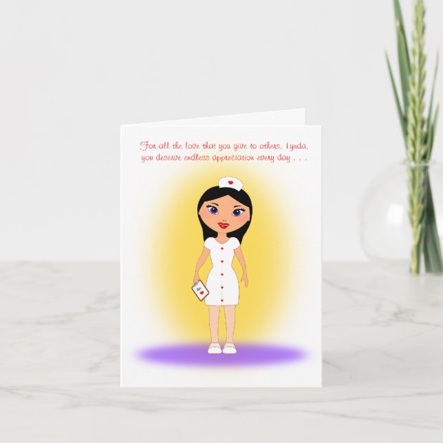 Tarjeta Feliz día de las enfermeras a una enfermera amoros (Anverso)