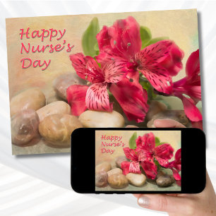 Tarjeta Feliz Día de las Enfermeras Flores de Lilios Perua