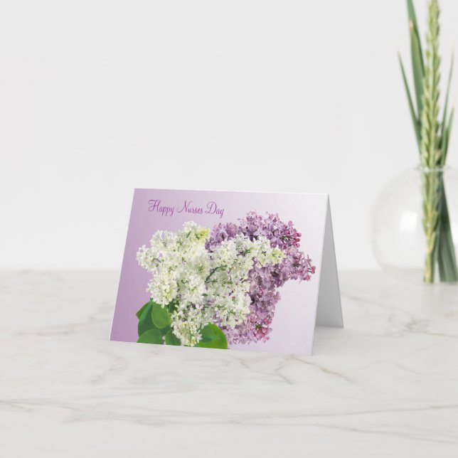 Tarjeta Feliz Día de las Enfermeras - Flores Lilac (Anverso)