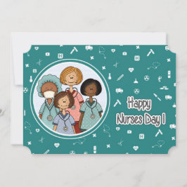 Tarjeta Feliz Día de las Enfermeras. Grupo de Enfermeras