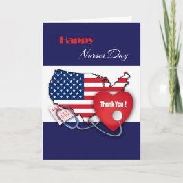 Tarjeta Feliz Día de las Enfermeras. Patriótico de los Est