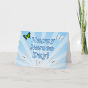 Tarjeta Feliz día de las enfermeras regalo de mariposas co