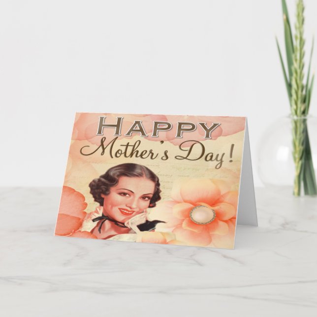Tarjeta Feliz día de las madres con flores (Anverso)