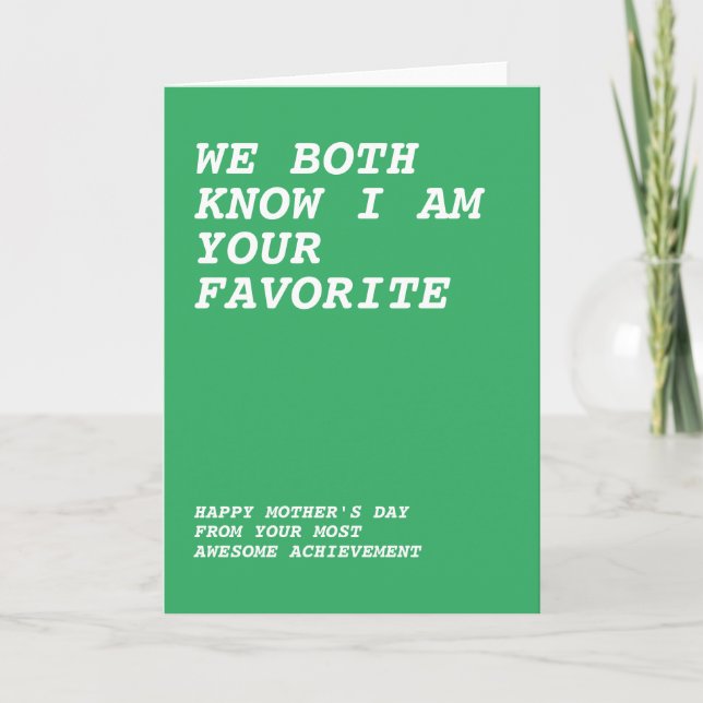 Tarjeta Feliz Día de las Madres de tu hijo increíble (Anverso)