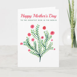 Tarjeta Feliz Día de las Madres Flor de Primavera Acuarela