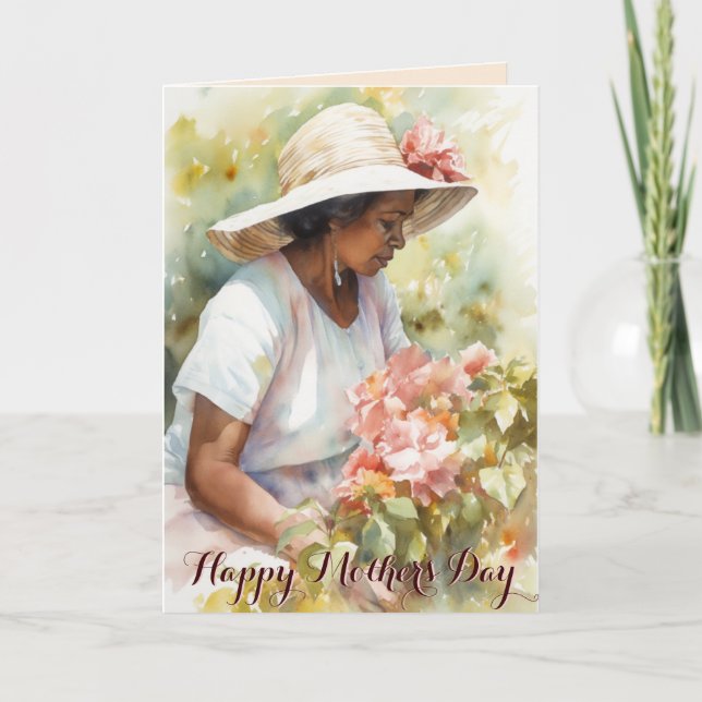 Tarjeta Feliz Día de las Madres Floral acuarela (Anverso)