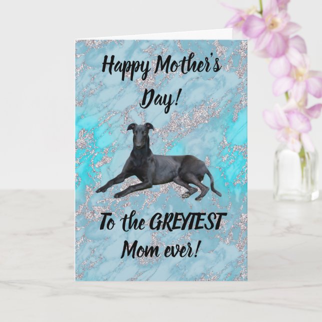 Tarjeta Feliz día de las madres Galgo Mármol Azul (Orquídea)