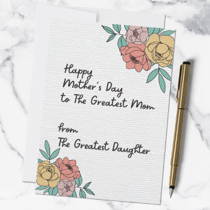 Tarjeta Feliz Día de las Madres Gran Mamá Flores Florales