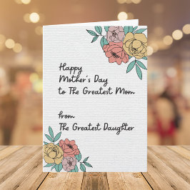 Tarjeta Feliz Día de las Madres Gran Mamá Flores Florales 