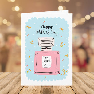 Tarjeta Feliz Día de las Madres Hermoso Perfume Rosa sobre