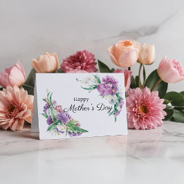 Tarjeta Feliz día de las madres Lavanda Floral Acuarela