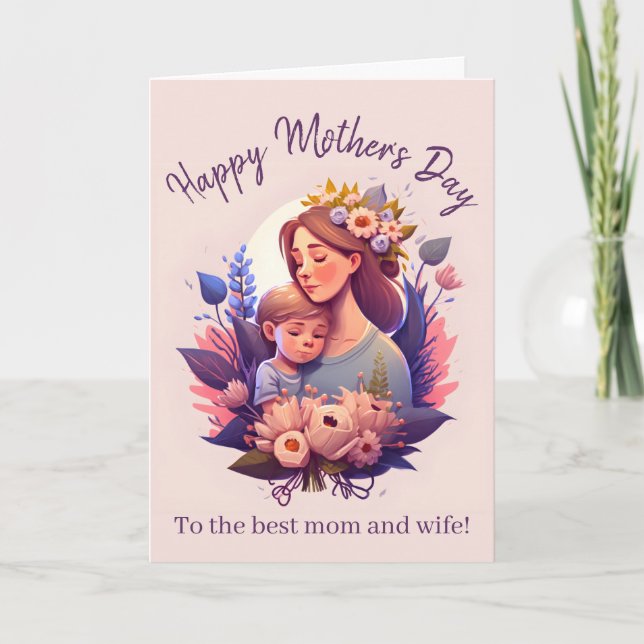 Tarjeta Feliz Día de las Madres Madre e Hijo (Anverso)