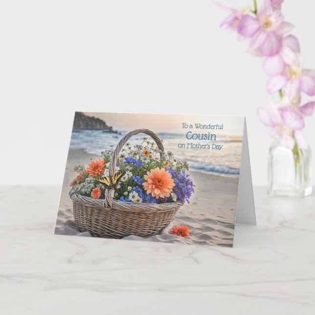 Tarjeta Feliz Día de las Madres Prima Playa Costera  (Orquídea)