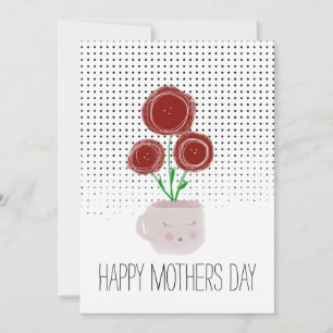 Tarjeta Feliz Día de las Madres Rojas Pelletitas Floriles