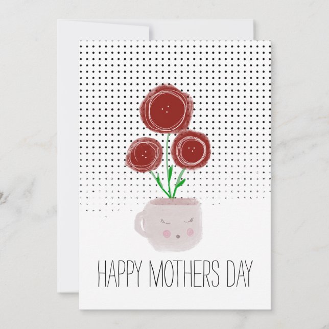Tarjeta Feliz Día de las Madres Rojas Pelletitas Floriles (Anverso)