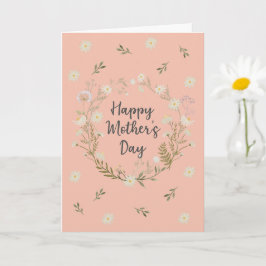 Tarjeta Feliz día de las madres saludo de flor blanca 