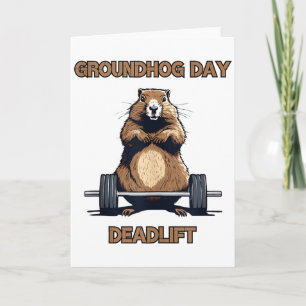 Tarjeta Feliz Día de las Marmotas divertido levantamiento