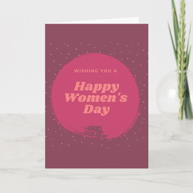 Tarjeta Feliz día de las mujeres con deseos de rojo (Anverso)