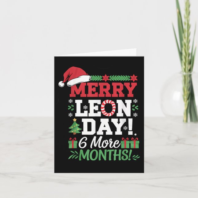 Tarjeta Feliz Día de León Noel al revés Funny Navidades Co (Anverso)