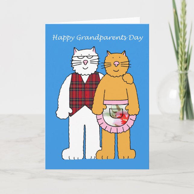 Tarjeta Feliz Día de los Abuelos, gatos Personalizados. (Anverso)