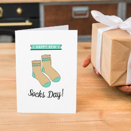 Tarjeta ¡Feliz Día de los Nuevos Socks! Whimsy desata el d