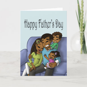 Tarjeta Feliz Día de los Padres de la Familia Afroamerican