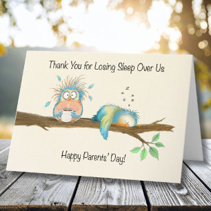 Tarjeta Feliz Día de los Padres Loco Pájaro Cansado