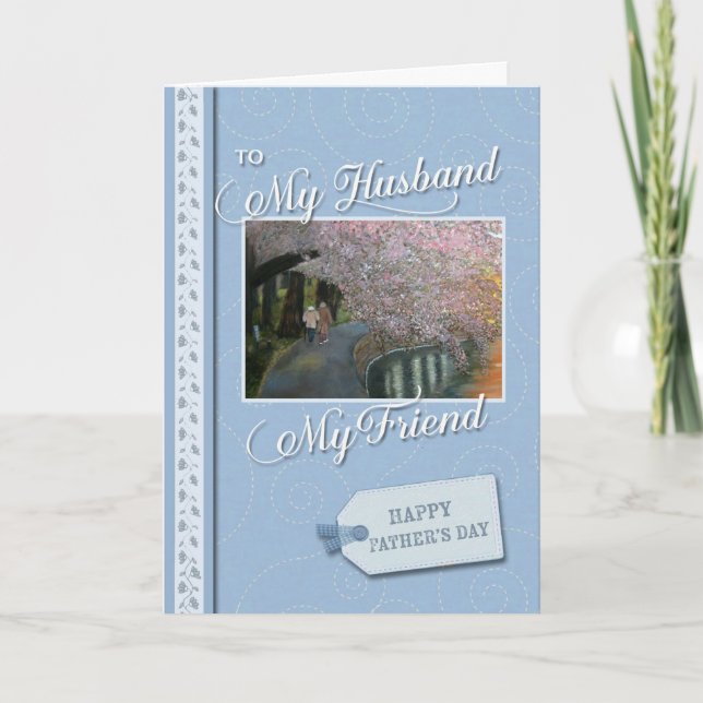 Tarjeta Feliz Día de los Padres, mi esposo, mi amigo (Anverso)