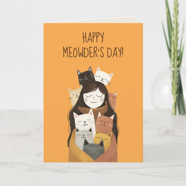 Tarjeta Feliz Día de Meowder, el día de la madre (Anverso)