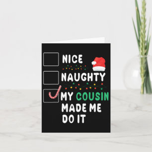 Tarjeta Feliz Día de Navidad Bonita traviesa, mi primo me
