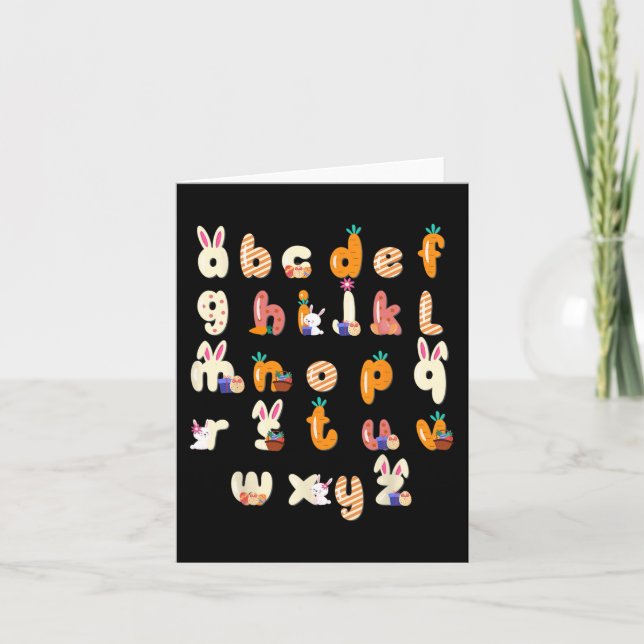 Tarjeta Feliz día de Pascua alfabeto Abcs Elemeno para mae (Anverso)