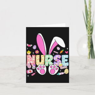 Tarjeta Feliz día de Pascua Bunny Oídos Estetoscopio Flora