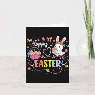 Tarjeta Feliz día de Pascua Bunny Oídos Huevo Enfermera
