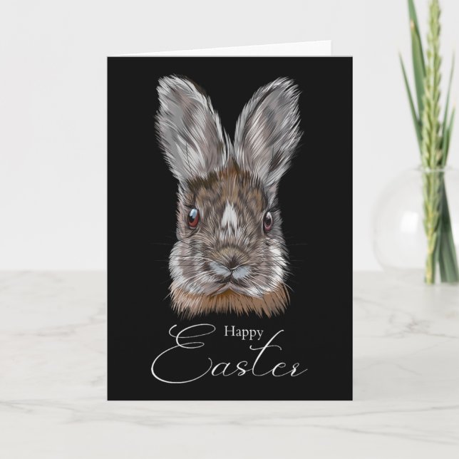 Tarjeta Feliz día de Pascua con mi conejo cara realista Gr (Anverso)