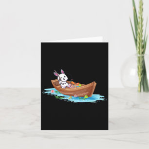 Tarjeta Feliz Día de Pascua, conejito pescador, niños homb