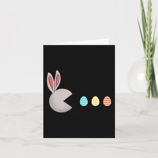 Tarjeta Feliz Día de Pascua Conejo Huevos divertidos niños (Anverso)