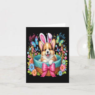 Tarjeta Feliz Día de Pascua Corgi galés amante de los perr