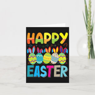Tarjeta Feliz Día de Pascua, divertida y colorida caza de