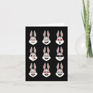 Tarjeta Feliz Día de Pascua Rabbit Face Emotions Fun Boys