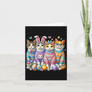 Tarjeta Feliz Día de Pascua, un gato enamora a divertidos 