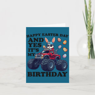 Tarjeta Feliz día de Pascua y cumpleaños chicos camión mon