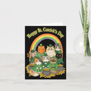 Tarjeta Feliz día de San Catricks divertido gato irlandés