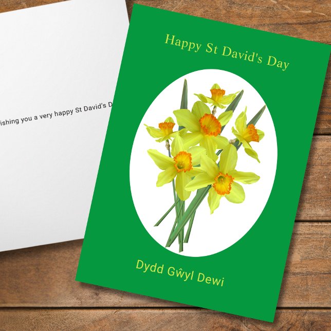 Tarjeta Feliz Día de San David Narcisos Galeses (Add your message inside to personalize.  all text is editable)