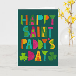 Tarjeta Feliz Día de San Paddy brillantes letras modernas