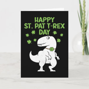 Tarjeta Feliz día de San Pat T-Rex Patrick divertido dinos