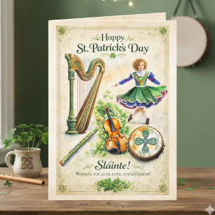 Tarjeta Feliz día de San Patricio Antigua Irlanda
