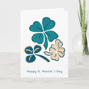 Tarjeta Feliz día de San Patricio Clover Shamrock Dibujo C