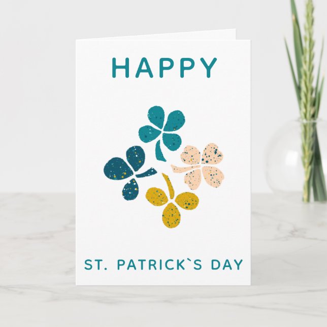 Tarjeta Feliz Día de San Patricio Clover Shamrock Drawing (Anverso)